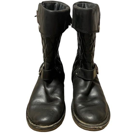 Ugg Australia Womens Black Conor Moto Boots size 6.5 Leather Side Zip 1001832 - Picture 2 of 11